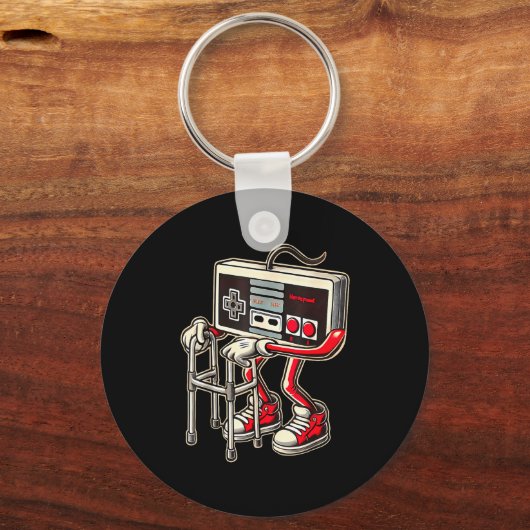 Retro Video Game Controller With Walker Funny Game Sleutelhanger (Voorkant)
