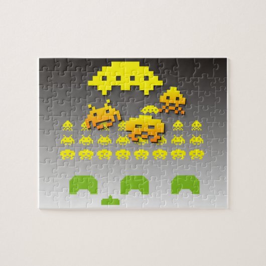 Retro Video Game Invaders Puzzle Legpuzzel (Horizontaal)
