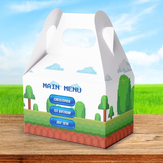 Retro Video Game Menu 1e Verjaardagsfeest Bedankdoosjes