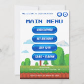 Retro Video Game Menu 1e Verjaardagsfeest Kaart (Voorkant)