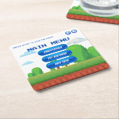 Retro Video Game Menu 1e Verjaardagsfeest Kartonnen Onderzetters (Schuin)