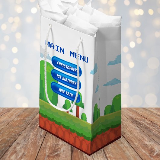 Retro Video Game Menu 1e Verjaardagsfeest Klein Cadeauzakje