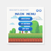 Retro Video Game Menu 1e Verjaardagsfeest Servet (Voorkant)