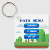 Retro Video Game Menu Foto Verjaardagsfeest Sleutelhanger (Voorkant)