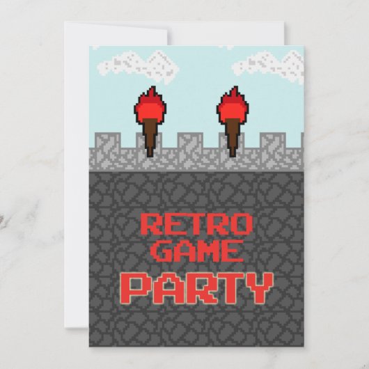 Retro Video Game Party uitnodiging (Voorkant)