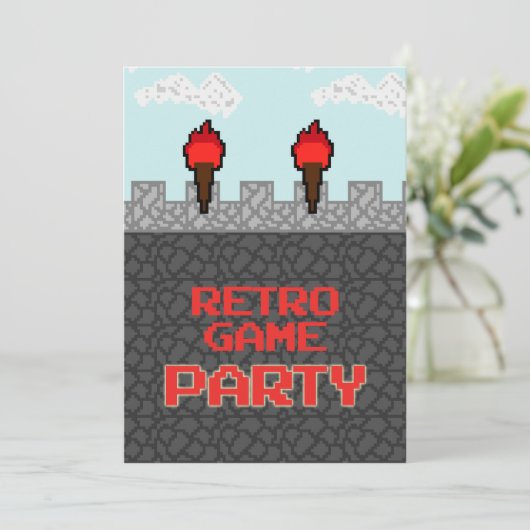 Retro Video Game Party uitnodiging (Staand voorkant)