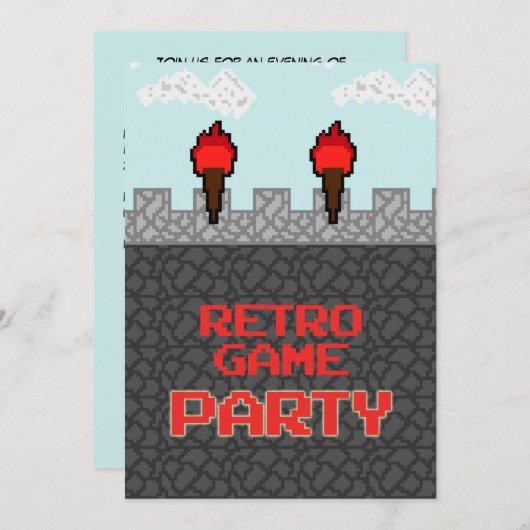 Retro Video Game Party uitnodiging (Voorkant / Achterkant)