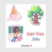 Retro Video Game Pixel Art Aangepast Sticker (Vel)