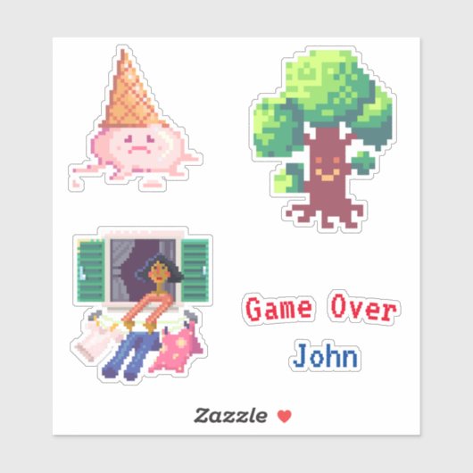 Retro Video Game Pixel Art Aangepast Sticker (Vel)