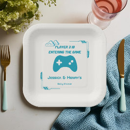 Retro Video Game Player 3 Gaming Baby shower Papieren Bordje