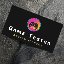  Retro Video Game Tester Ontwikkelaar Kleurrijk Visitekaartje