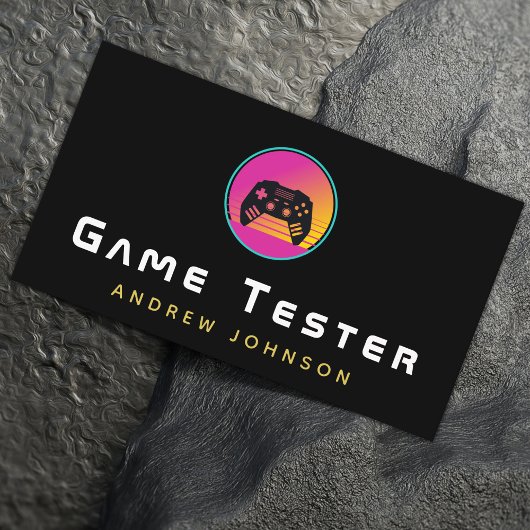 Retro Video Game Tester Ontwikkelaar Kleurrijk Visitekaartje