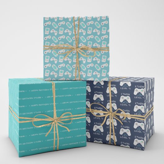 Retro Video Game Thema Gepersonaliseerde Verjaarda Inpakpapier Vel