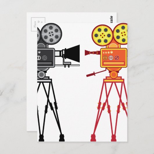 Retro videocamera-filmvector briefkaart (Voorkant / Achterkant)