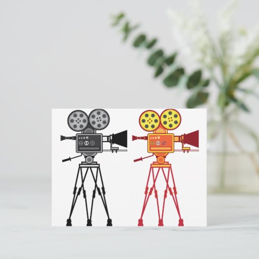 Retro  videocamera-filmvector briefkaart (Staand voorkant)