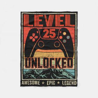 Retro-videocontroller Antiek Ontgrendeld Niveau 25 Fleece Deken