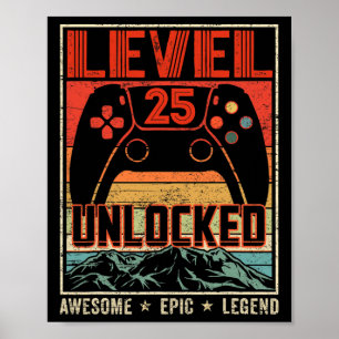 Retro videocontroller vintage ontgrendeld niveau 2 poster