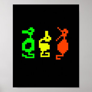 Retro videogame 8-bit avontuur draak poster