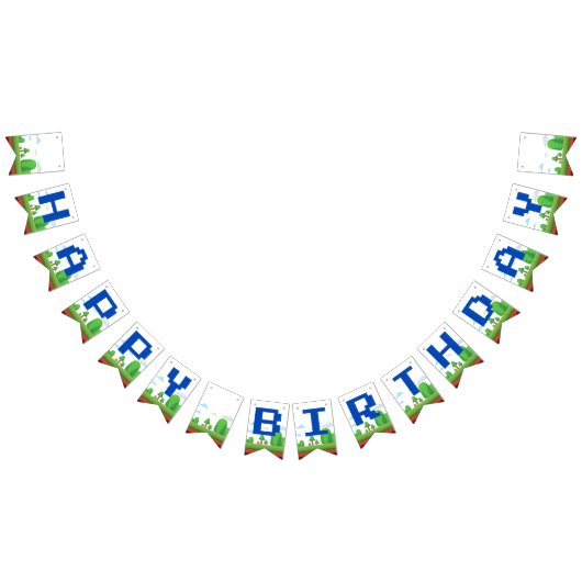 Retro videogame Happy Birthday Vlaggetjes (Alle)