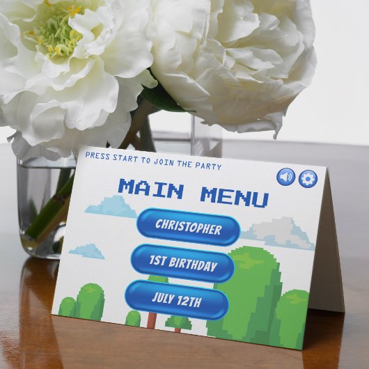 Retro videogame menu 1e verluisterfeestje