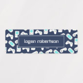 Retro Videogame Patroon Gepersonaliseerde naam Labels (Design 2)
