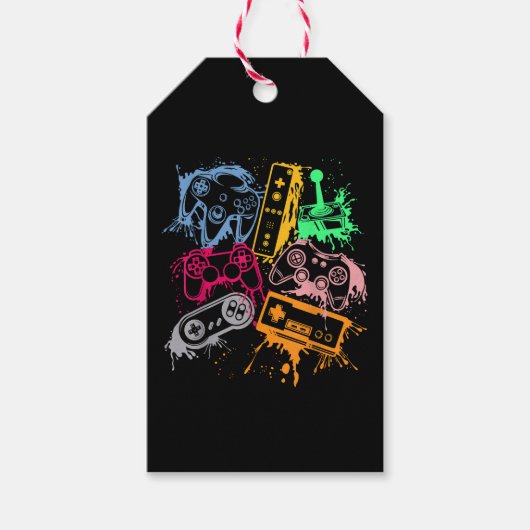 Retro videogameconsolecontrollers 80's 90's Arc Cadeaulabel (Voorkant)