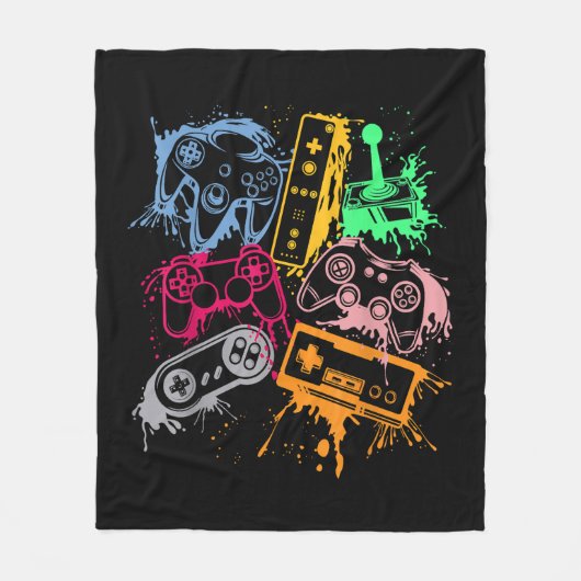 Retro videogameconsolecontrollers 80's 90's Arc Fleece Deken (Voorkant)