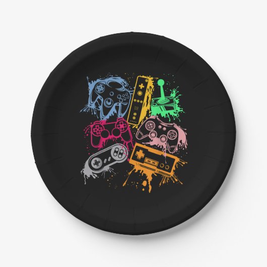 Retro videogameconsolecontrollers 80's 90's Arc Papieren Bordje (Voorkant)