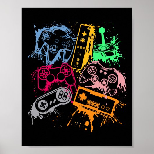 Retro videogameconsolecontrollers 80's 90's Arc Poster (Voorkant)
