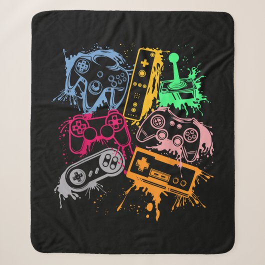 Retro videogameconsolecontrollers 80's 90's Arc Sherpa Deken (Voorkant)