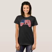 Retro videogamecontroller Amerikaanse vlag 4 juli T-shirt (Voorkant volledig)