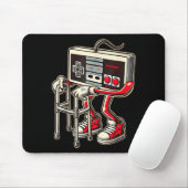 Retro videogamecontroller met rollator Funny Game Muismat (Met muis)