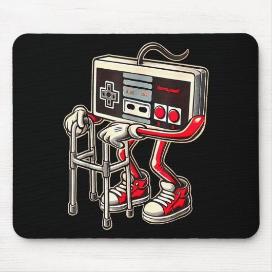 Retro videogamecontroller met rollator Funny Game Muismat (Voorkant)