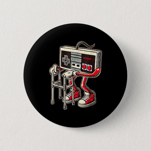 Retro videogamecontroller met rollator Funny Game Ronde Button 5,7 Cm (Voorkant)