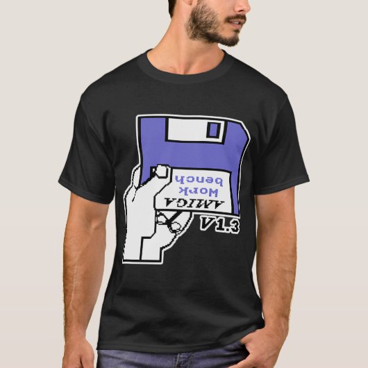 Retro videogames Commodore Amiga Workbench invoege T-shirt (Voorkant)