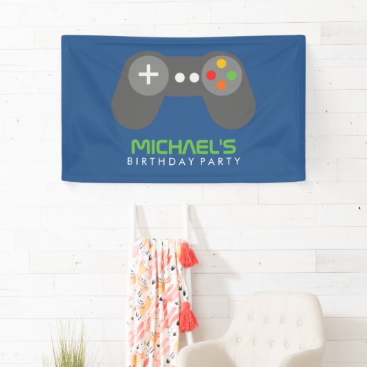 Retro videogames Geachte kinderen Birthday Party Spandoek (Insitu)