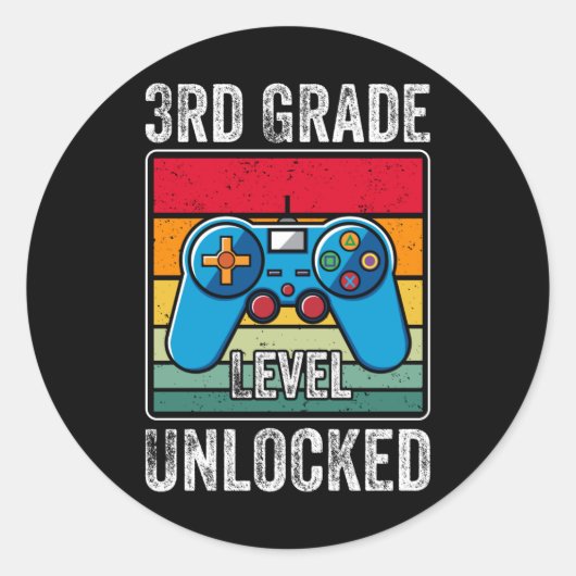 Retro videogees cadeau voor het behalen van het 3e ronde sticker (Voorkant)