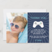 Retro Videospel Kinderen Verjaardag Foto Bedankkaart (Voorkant)