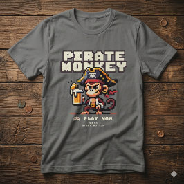 Retro Videospel Piraat Aap T-Shirt