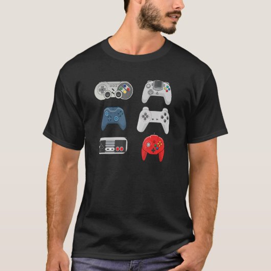 Retro videospelcontrollers Collectie gaming T-shirt (Voorkant)
