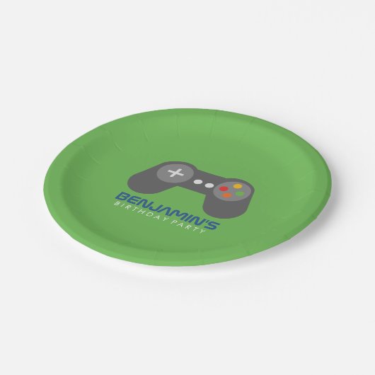 Retro Videospellen Verjaardagsfeest Papieren Bordje (Gekanteld)