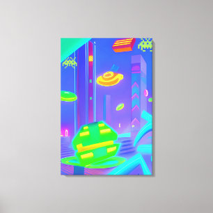 Retro viel futurisme binnen canvas afdruk