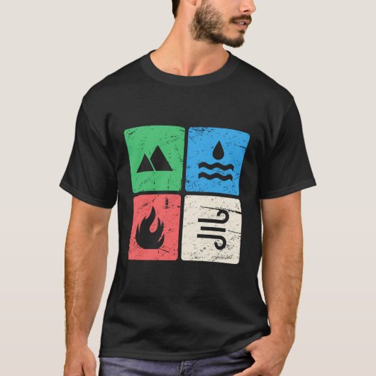 Retro Vier Elementen Hoodie T-shirt (Voorkant)