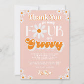 Retro Vier Ever Groovy Meisjes 4e Verjaardag Bedankkaart (Voorkant)