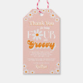 Retro Vier Ever Groovy Meisjes 4e Verjaardag Cadeaulabel (Voorkant)