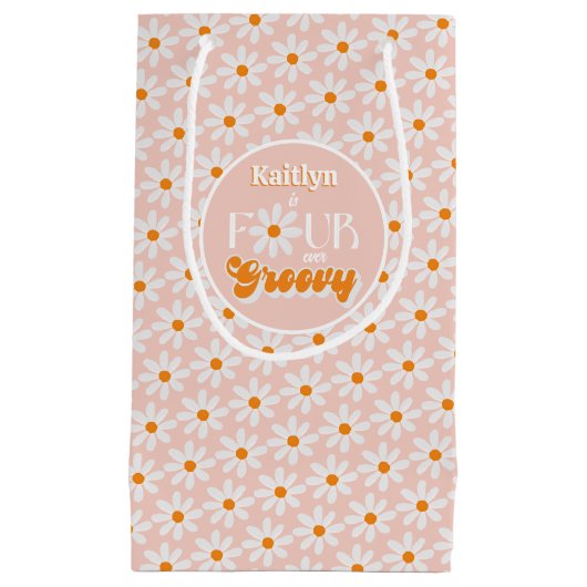 Retro Vier Ever Groovy Meisjes 4e Verjaardag Klein Cadeauzakje (Voorkant)