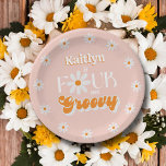 Retro Vier Ever Groovy Meisjes 4e Verjaardag Papieren Bordje<br><div class="desc">Vier in stijl met deze trendy 4th birthday paper borden. Het ontwerp is gemakkelijk te personaliseren met uw eigen formulering en uw familie en vrienden zullen blij zijn wanneer ze deze fantastische partij borden zien. Overeenkomende objecten vindt u in de collectie.</div>
