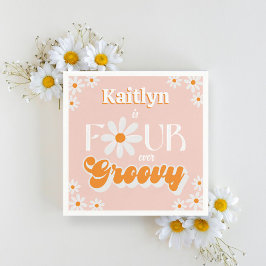 Retro Vier Ever Groovy Meisjes 4e Verjaardag Servet