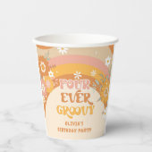 Retro vier groovy verjaardagsbekertjes papieren bekers (Voorkant)