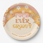 Retro Vier groovy verjaardagspapieren borden Papieren Bordje (Voorkant)